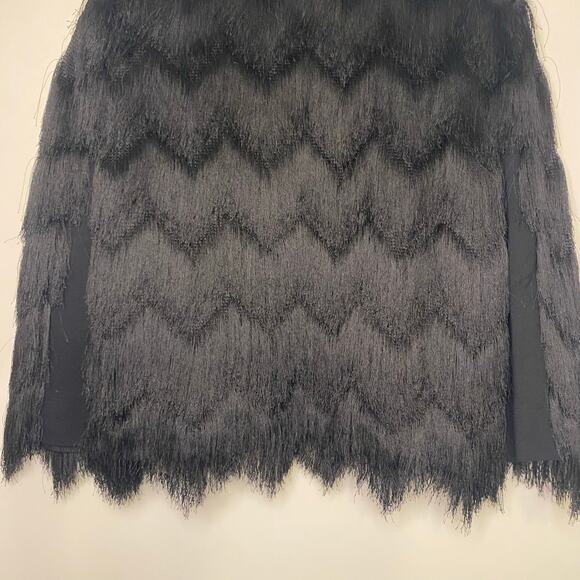BCBG Max Azria Jaxon Cropped Black Fringe Jacket Medium Party Dressy - Picture 10 of 13